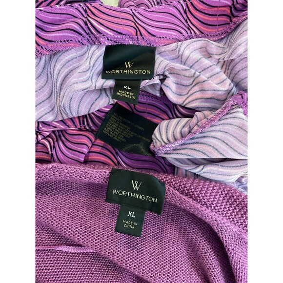 Worthington Sweater Blouse Set 2 Piece Plus Size XL Purple + Stretch Top Casual - Picture 8 of 11